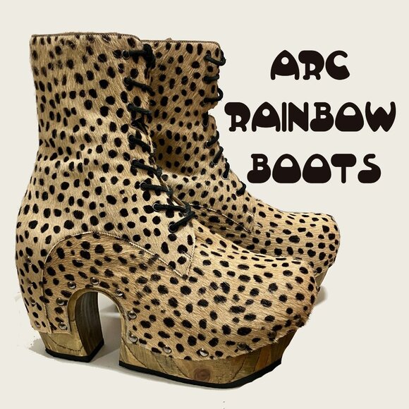 *GENTLY USED* Fluevog 2012 ARC RAINBOW BOOTS, Size 10 (best for 9.5). HAWT! - Picture 1 of 12